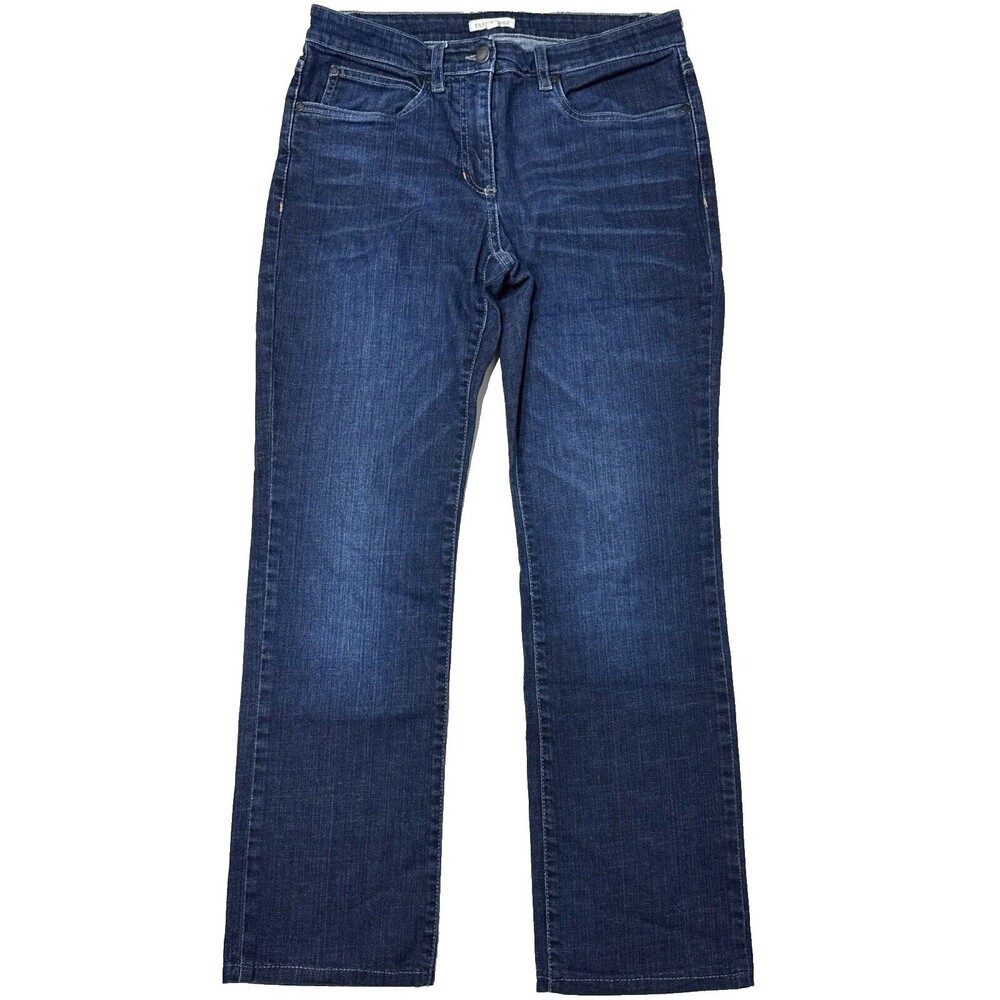 Eileen Fisher Mid-Rise Straight Leg Jeans Stretch Dark Wash Women 6P (29x27.5)